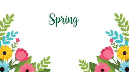 Vibrant spring flowers blooming in colorful garden border