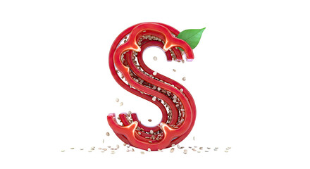 Obraz premium Red Bell Pepper Slice Shaped Like the Letter S