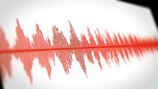 Abstract red sound waveform on white background for audio visualization