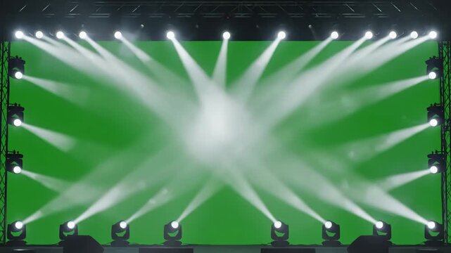 Versatile Event Visuals with spotlight stage background animation glowing light beams on green screen for concert theater and realistic moving spotlights effect video editing motion graphics