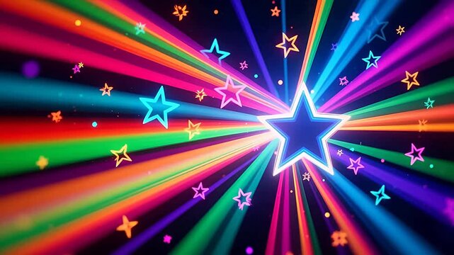 VibrantBlueStarwithRadiatingColoredLight