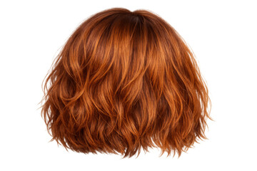 Naklejka premium Orange red hair wig with wavy bob style isolated on transparent background, beauty and fashion concept