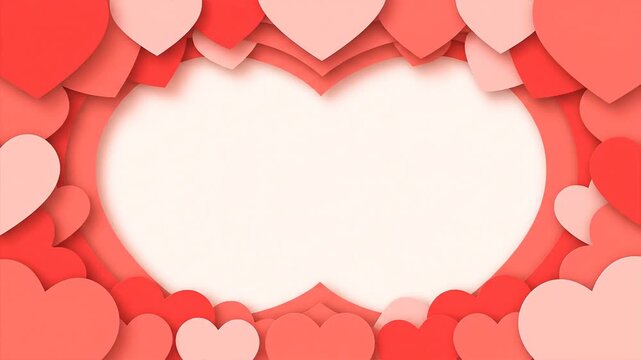 Abstract heart shapes forming a frame with empty central space