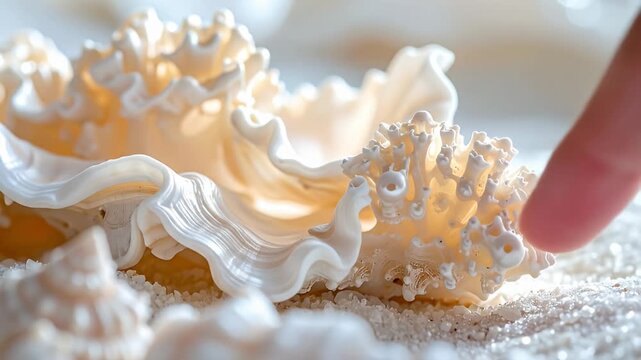 Elegant Seashells on Sand - A Close-Up of Coastal Beauty.