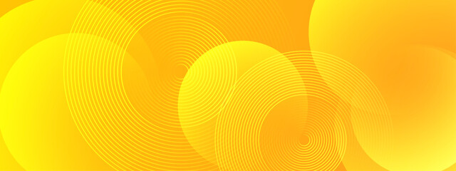 Warm orange and yellow background with fine circular lines and glowing spheres creating a bright sunny and energetic atmosphere © SyahCreation