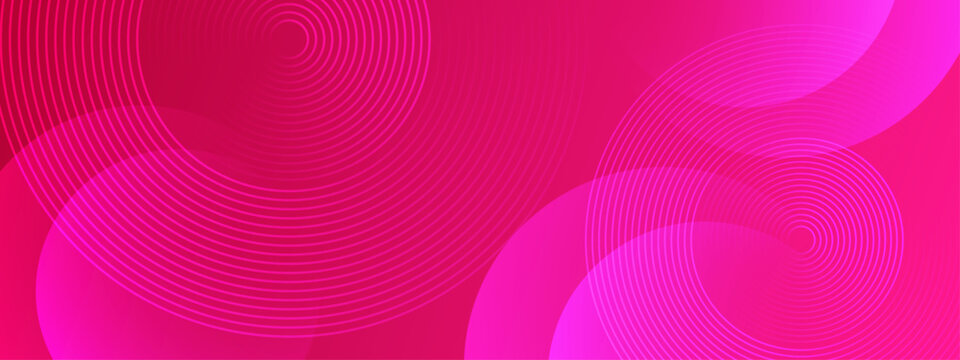 Bright magenta background with overlapping concentric lines and circular shapes representing energy frequency and modern digital technology