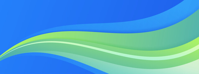 Abstract flowing wave background with blue and green gradients representing water or wind motion for eco and travel themes © SyahCreation