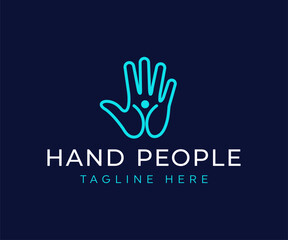 Obraz premium Modern minimalist logo featuring a hand icon with a human figure