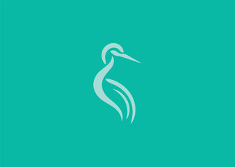 Fototapeta premium Simple abstract heron logo for elegance, balance, and nature-inspired branding.