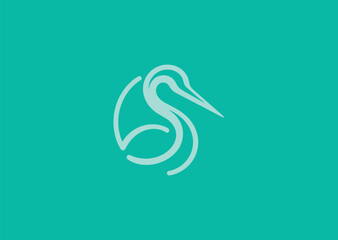 Fototapeta premium Simple abstract heron logo for elegance, balance, and nature-inspired branding.