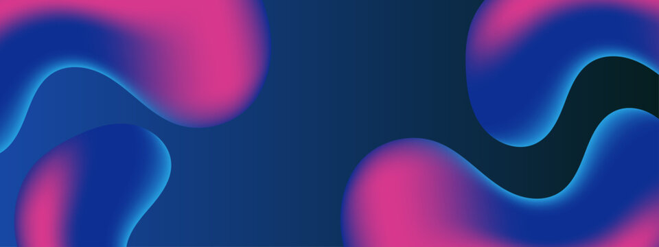 Abstract futuristic background with organic fluid shapes and vibrant blue pink neon glow for trendy designs