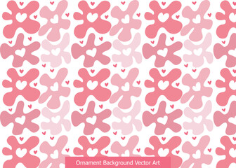 Pink abstract pattern with heart cutouts and scattered small hearts, creating a cute and romantic decorative background.