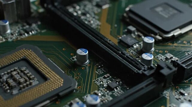 Close up of a central processing unit on a circuit board