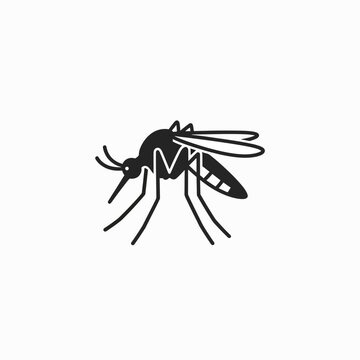 Simple Mosquito Silhouette on White