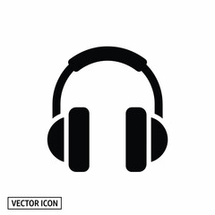Fototapeta premium Headphones Icon Black Silhouette on White Background