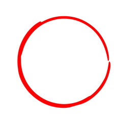 Red Hand Drawn Thin Circle Frame, Minimal Abstract Round Border, Simple Sketch Marker Ring for Logo or Text Highlighting Design