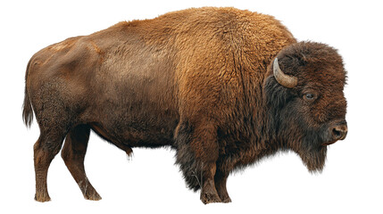 Fototapeta premium Bison grazing background isolated on a Transparent background, PNG file.