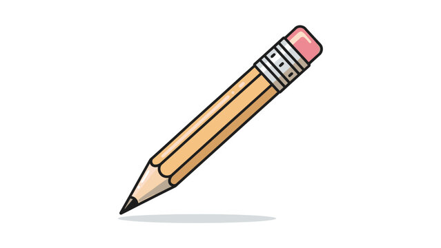 Simple wooden pencil with pink eraser isolated on white background.