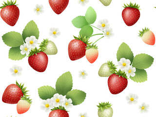 イチゴのシームレスパターン　B-1