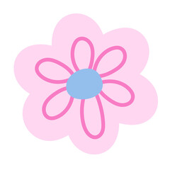 Fototapeta premium Pastel pink flower illustration for floral print, spring, summer, nature, garden, plants, tree, blossom, blooming, fabric print, sticker, picnic, park, house yard, environment, cute patch, pin, brooch