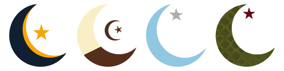 Obraz premium Crescent Moon Ramadan Theme Flat Vector Illustration on Transparent Background