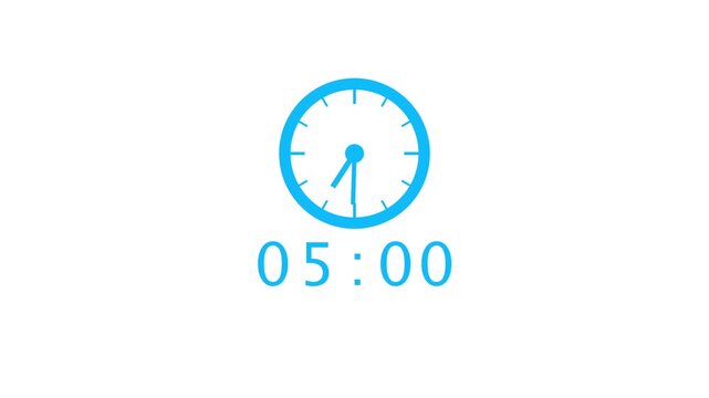 Counting 55 minutes clock animation. Timer clock animation. Spinning clock timer animation.