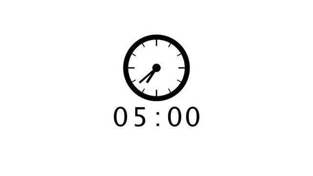 Counting 52 minutes clock animation. Timer clock animation. Spinning clock timer animation.