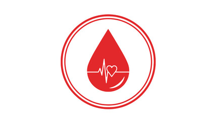 Blood Drop with Heartbeat Icon Representing Donation Cardiology Screening and Public Health Awareness Vector Illustration