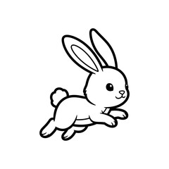 Obraz premium Cartoon Rabbit Running with Ears Up.