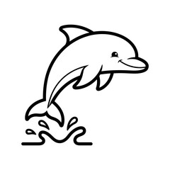 Obraz premium Dolphin Jumping Out of Water Simple Line Art.