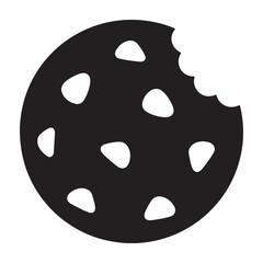 Fototapeta premium A bitten cookie silhouette against a clean white background for design vector shilhoutte icon use as a symbol, web graphic design, and infographic icon