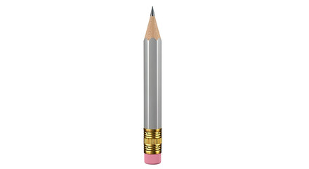 Naklejka premium Sharpened Silver Pencil with Gold Ferrule and Pink Eraser