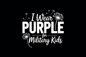 Obraz premium Bold text supporting military kids with purple theme on black background for awareness campaign