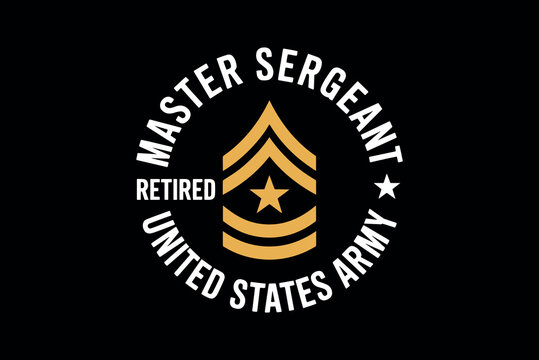 Retired master sergeant insignia with army emblem on black background military rank symbol for veterans