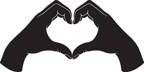 Fototapeta premium Heart Shape Made with Hands Silhouette IconRomantic Hands Heart Silhouette for Valentines DayLove and Friendship Heart Hands Silhouette IllustrationHand Gesture Heart Symbol for Love and Peace