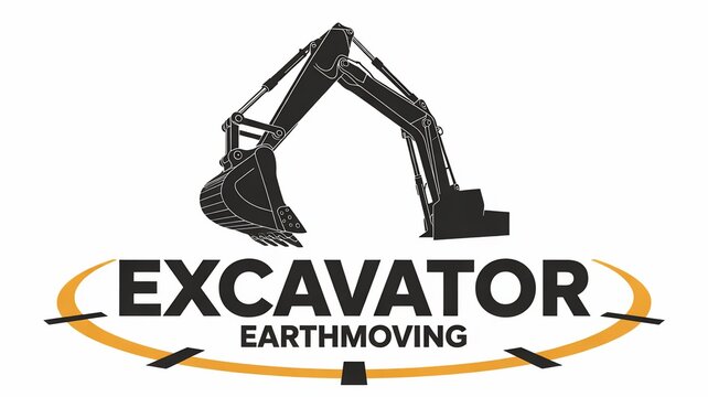 Excavator earthmoving construction logo design with heavy machinery icon
