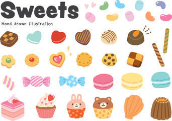 お菓子のかわいいイラストアイコンセット