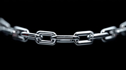 Obraz premium Gleaming metal chain links isolated against a stark black background