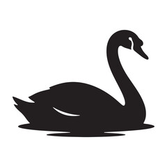 Naklejka premium A serene swan silhouette floats peacefully on calm water in nature vector shilhoutte icon use as a symbol, web graphic design, and infographic icon