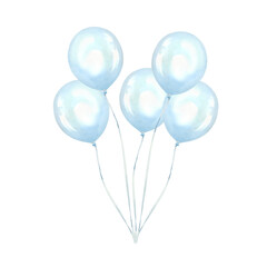 Watercolor of blue balloons clipart. ​Bring a breezy and calm vibe to your designs. hand-painted watercolor textures for any festive occasion. © khunchomvectors