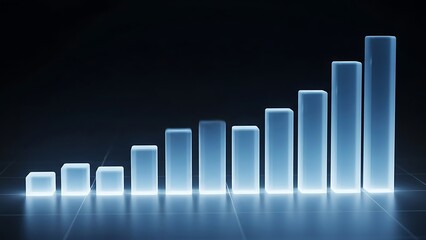 3D business growth graph with upward arrow on black background showing financial success