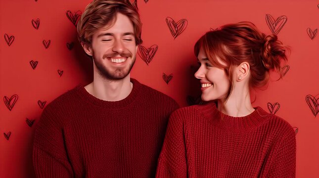 A happy and complementary couple in the nuances of Valentine's Day