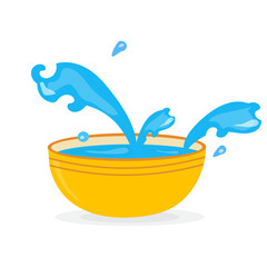 A bowl with splashing water. Design element for the Thai New Year. Songkran festival.