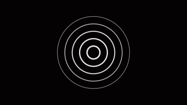 Abstract neon radar screen technology with radio wave signal animation. white color radio waves animation. radio wave on black background animation. 4k