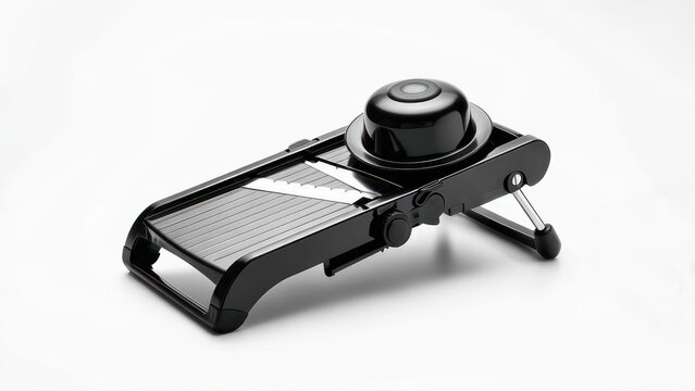 Black Mandoline Slicer with Adjustable Blades for Kitchen Use.