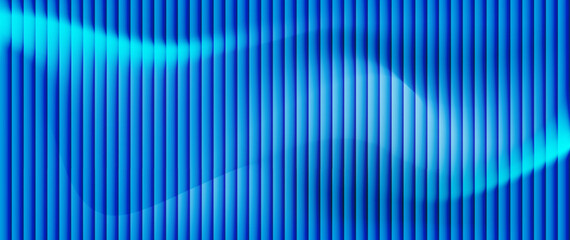 Abstract blue background with vertical ribbed stripes. Glass gradient texture. Vector.
