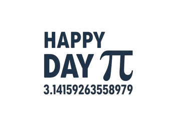 Happy pi day greeting card isolated on transparent background