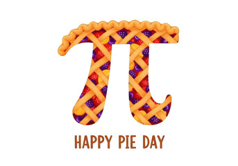 Pi symbol made of pie isolated on transparent background