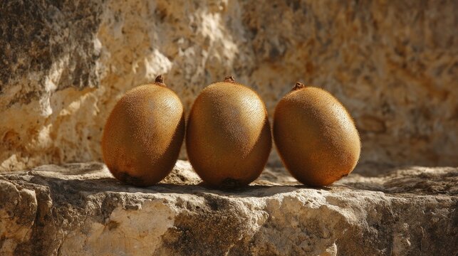 Fresh Kiws on Natural Stone Background, Healthy Food Photography