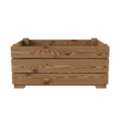 Wooden planter box with natural finish isolated on transparent background